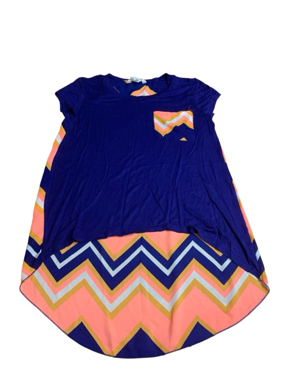 Streetwear Society Chevron High-Low Pocket Tee - Navy & Pink - Size M
